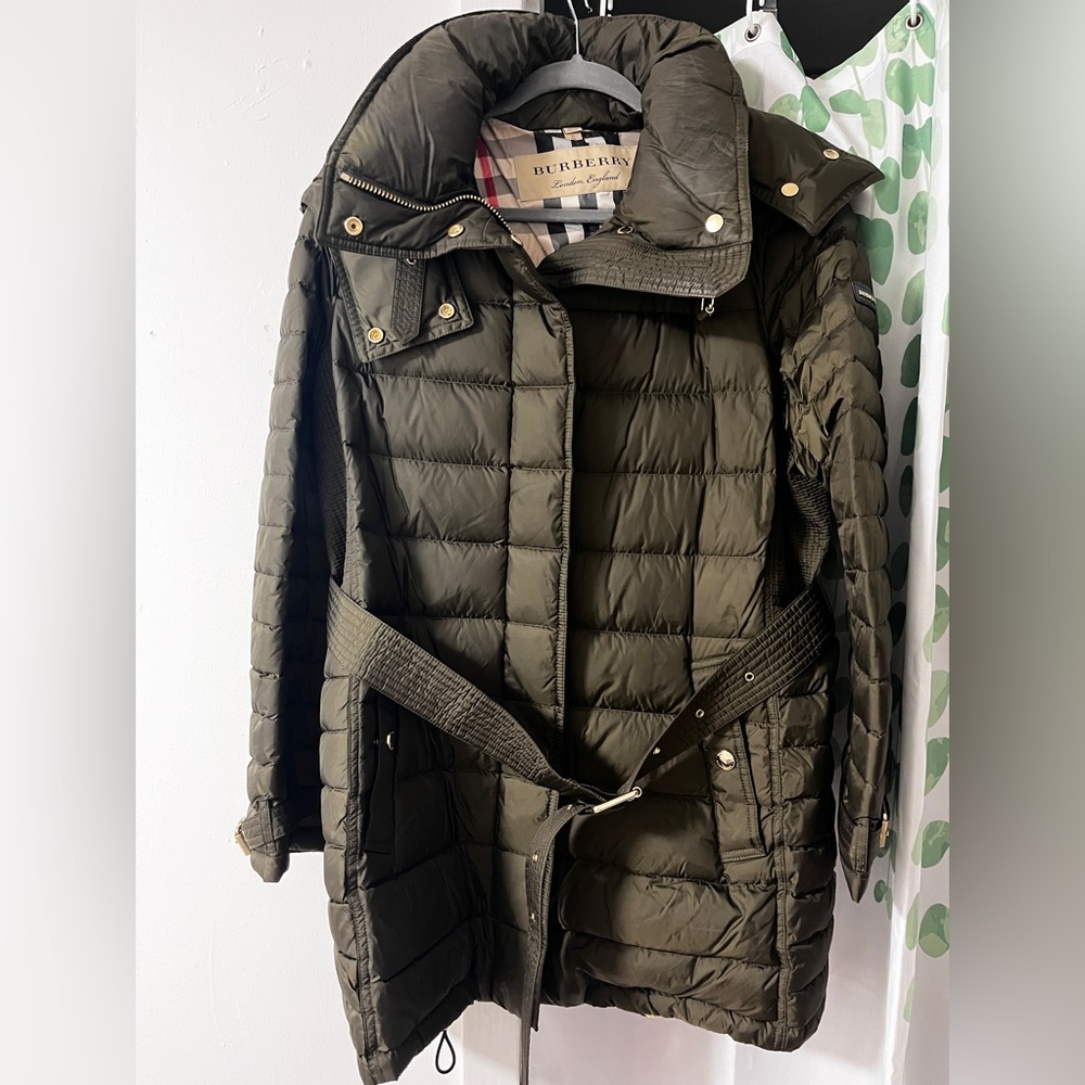 Burberry Olive Green Down Jacket